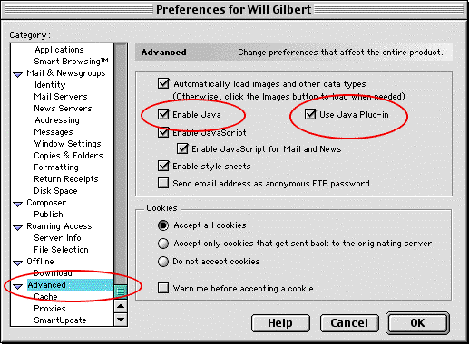 Netscape Advanced Preference Settings